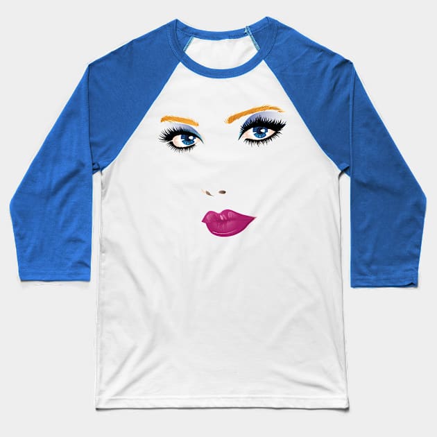 Beauty woman face Baseball T-Shirt by AnnArtshock